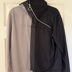Stylish Black and Gray Jacket with Unique Zipper Design by CeGolfs